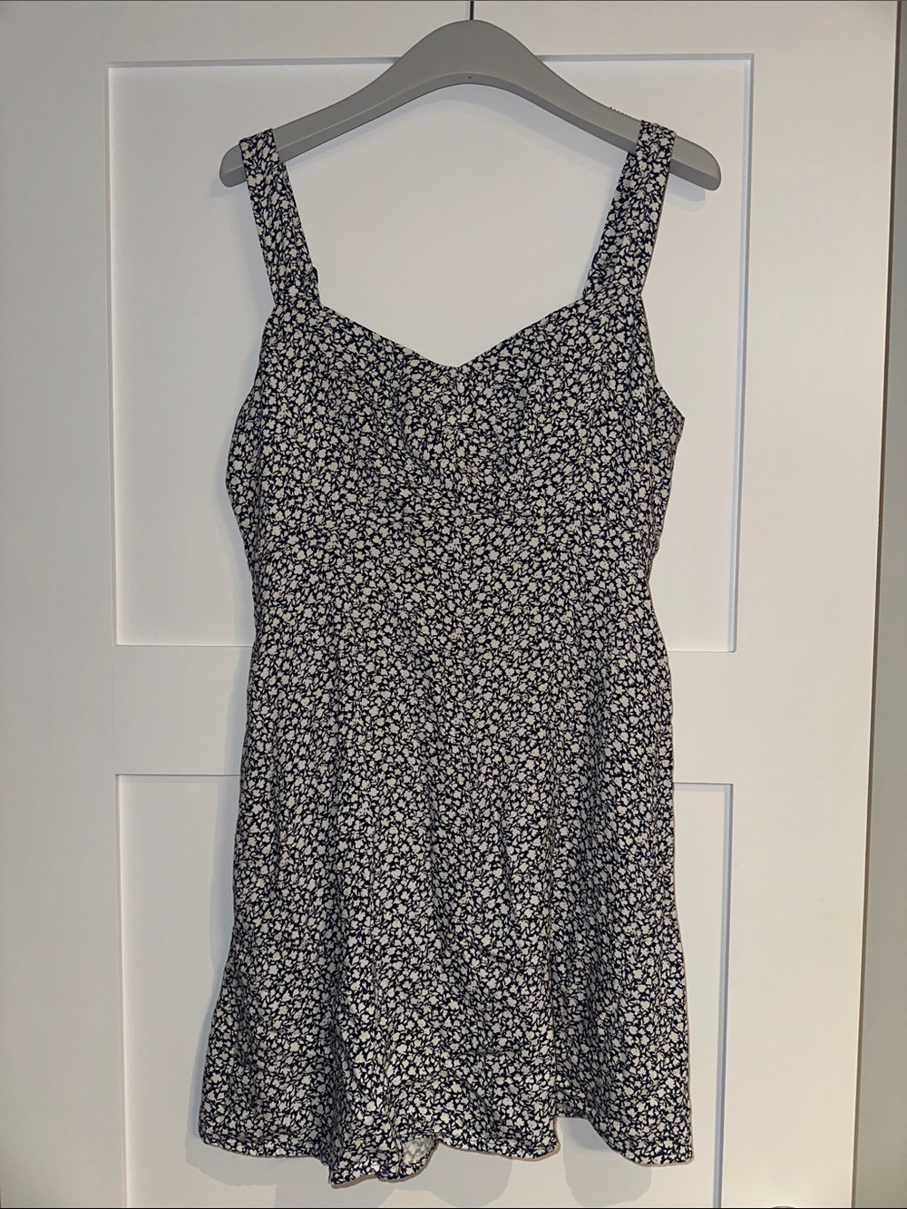 Old Navy Navy Micro-Floral Sweetheart Mini Dress